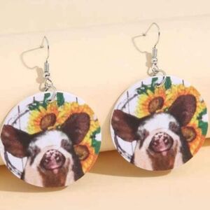 Sunflowers and Pig Earrings